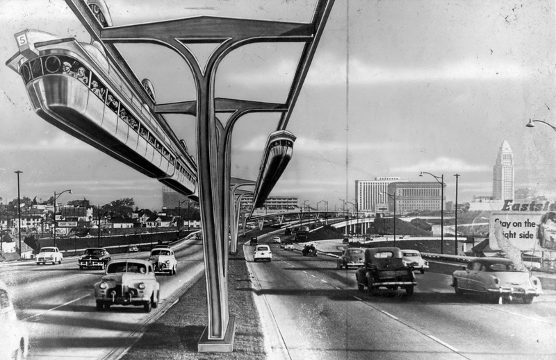 Monorail drawing of LA circa 1954